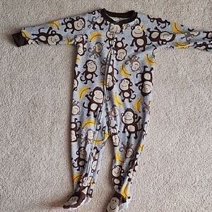 Carter's Gray Monkey and Banana Print Footie